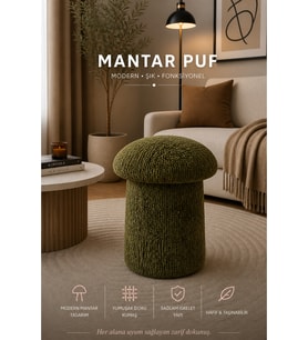 Mantar Puf Bukle Kumas Modern Zarif