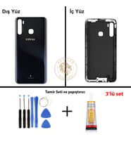 Infinix S5 Siyah Uyumlu Arka Kapak + Yapıştırıcı ve Vida Seti Arka Cam Batarya Pil Kapağı Back Cover