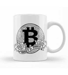 Bitcoin Money Is Power BTC Cryptocurrency Trading Kupa Bardak Porselen