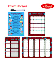 Çocuklar İçin Planlayıcı Set - Bordo Mavi (Alışkanlık Takibi, Haftalık Planlayıcı, Sorumluluk Takibi, Ders Programı)(Kopya) (Çok Renkli)