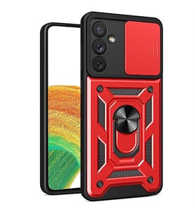 Coverzone Samsung Galaxy A54 ile uyumlu K?l?f Kamera Korumal? S�rg�l� Toz ve Kirden Koruyan Standl? Y�z�k Tutuculu Vega Galaxy A54 ile uyumlu K?l?f (KIRMIZI)
