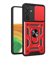 Coverzone Samsung Galaxy A54 ile uyumlu K?l?f Kamera Korumal? S�rg�l� Toz ve Kirden Koruyan Standl? Y�z�k Tutuculu Vega Galaxy A54 ile uyumlu K?l?f (KIRMIZI)