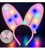 3 Modlu Led Işıklı Peluş Tavşan Kulağı Pembe Renk