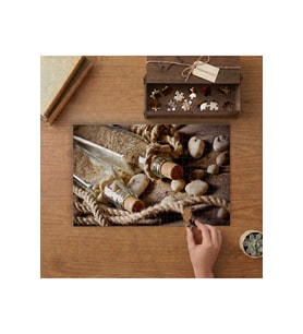 Cam Şişeler - Deniz Kabukları Tasarımı 240 parça Ahşap Puzzle Ahşap Kutuda MP08062