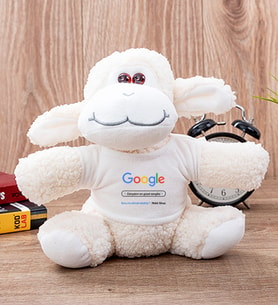 Kişiye Özel Google Tasarım Esprili Peluş Koyun (Beyaz)