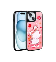 Apple iPhone 14 Uyumlu Kılıf Parlayan Kabartmalı İkonik Figürlü Zore Amas Silikon Kapak (Pembe)