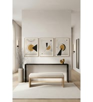 Modern Minimalist Soyut Geometrik 3’lü Ahşap Çerçeveli Tablo Seti