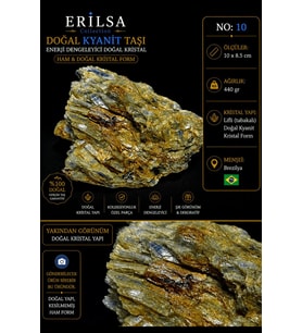Sertifikalı Doğal Kyanit Taşı Kütle – Ham Kristal Form Dekoratif Mineral NO10