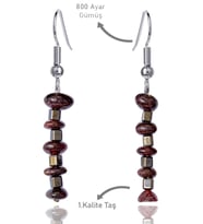 Sertifikalı Kırık Taşlı Model Lal - Garnet Taşı Küpe (Vişne)
