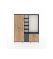 Arges Dolap 13 Raflı 3 Çekmeceli 4 Kapaklı 220x30x243 Antrasit-Çam/Antrasit