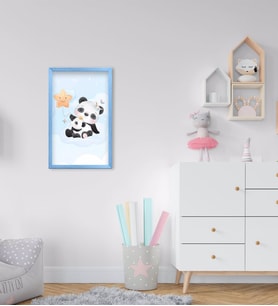 BK Home Tatlı Pandalar Tasarımlı Dekoratif Mavi Ahşap Çerçeveli Çocuk Odası Tablo-2
