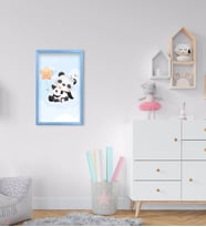 BK Home Tatlı Pandalar Tasarımlı Dekoratif Mavi Ahşap Çerçeveli Çocuk Odası Tablo-2