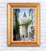 Altın Varaklı  Çerçeveli Paspartulu Tablo uu1367 (Gold)