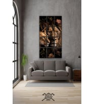 12 parça Dişi Erkek Aslan Çerçeve Görünümlü Mdf tablo Duvar Süsü Hediyelik Eşya (45cm x 85cm)