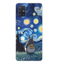Samsung Galaxy A71 Uyumlu Komşum Totoro Tasarımlı Şeffaf Telefon Kılıfı