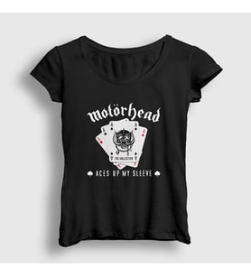 Presmono Kadın Siyah Aces Motörhead T-Shirt 68292tt
