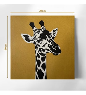 Zürafa Temalı 20x20 cm Illustrasyon Kanvas Tablo – Modern Ev Dekoru ve Hediye (Çok Renkli)