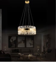 Roxy 60'lık Taşlı Sarkıt Led Avize  Kristal Taş Salon Avize (Gold)