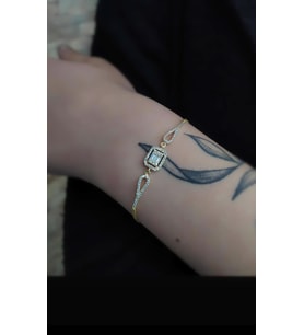 Gümüş baget taşlı bayan bileklik el875rt2 (Sarı)