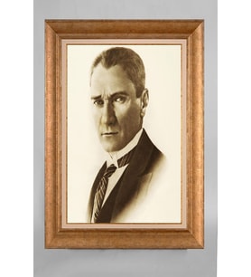 Altın Varaklı Paspartulu Çerçeveli Atatürk Tablo sd727