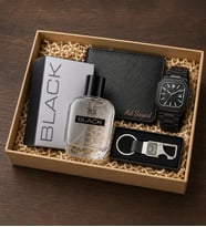 Kişiye Özel Black Legend Erkek Hediye Seti (Erkek Parfümü & Cüzdan & Siyah Supleon Erkek Saat & Kancalı Anahtarlık)