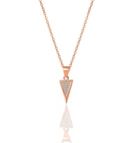 Gümüş rose zirkon taşlı özel tasarım üçgen kolye SGTL12147ROSE