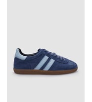%100 Hakiki Deri Mavi Süet Bağcıklı Kadın Sneaker