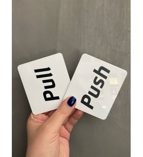 Beyaz Minimal Seri Push - Pull (İtiniz - Çekiniz) Kapı Uyarı Levhası