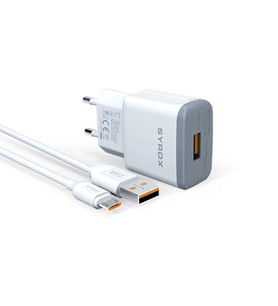 Syrox Q20 2.0A 1mt Kablolu Micro USB Hızlı Şarj Cihazı - Beyaz