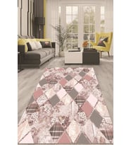 Dijital Kaymaz Taban Yıkanabilir Modern Renkli Salon Halısı Mutfak Halısı Yolluk ND-HT-201 (Pembe)
