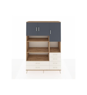 Hyperion Dolap 9 Raflı 6 Çekmeceli 3 Kapaklı 132x44x195 Çam-Antrasit/Aytaşı