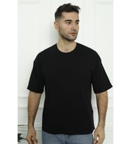 Erkek T-Shirt Siyah Beyaz Oval Kesim 2 Li Set MIXCOLOR