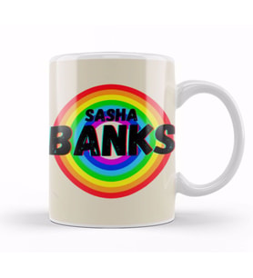 Sasha Banks  Vintage Retro Rainbow Style Warriors Design Wrestlers gift Kupa Bardak Porselen