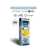 Musk KF94 Kore Tipi FFP2 Maske Sarı Renk 10 Adet
