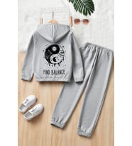 Çocuk Yin & Yang Eşofman Takımı (Gri)
