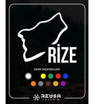 Rize Harita Araba Sticker siyah 17x14 CM (Beyaz)