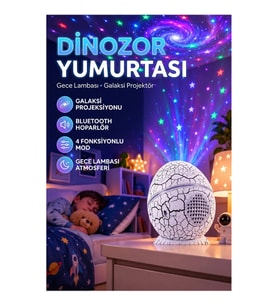 Dinozor Yumurtası Galaksi Projektör Gece Lambası Bluetooth Hoparlörlü 4 Fonksiyonlu Atmosfer Aydınla