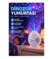 Dinozor Yumurtası Galaksi Projektör Gece Lambası Bluetooth Hoparlörlü 4 Fonksiyonlu Atmosfer Aydınla