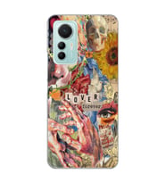 Xiaomi Mi 12 Lite Uyumlu Aesthetic Vintage Kolaj Desenli Şeffaf Telefon Kılıfı