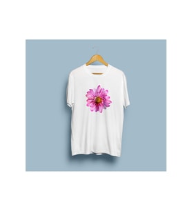 Oversize Pembe Mona Lisa Çiçeği tasarım unisex T-shirt