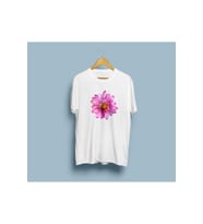 Oversize Pembe Mona Lisa Çiçeği tasarım unisex T-shirt