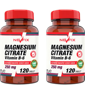 Nevfix Magnesıum Cıtrate Vitamin B-6  (2 KUTU)120 Tablet