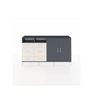 Arges Konsol 4 Raflı 6 Çekmeceli 2 Kapaklı 176x30x99 Antrasit-Antrasit/Aytaşı