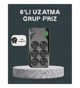 Mey İthalat® Termal Akım Korumalı 6’lı Uzatma Priz USB Type-C Hızlı Şarj 2500W