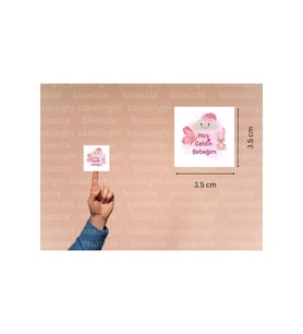 Hoş Geldin Bebeğim Etiketi Pembe Tavşan Mat Çıkartma Cute Sticker Bebek Partisi 3.5 Cm (45 Adet)