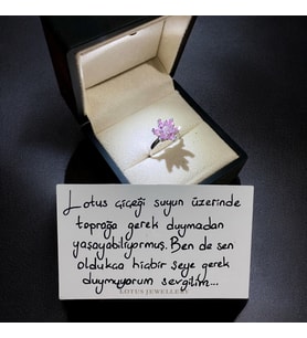 LOTUS ÇİÇEĞİ YÜZÜK -  925 AYAR GÜMÜŞ YÜZÜK (Pembe)
