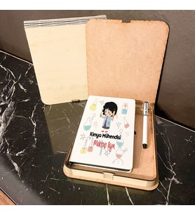 Kimya Mühendisine Hediye Ahşap Kutulu Defter Kalem Set