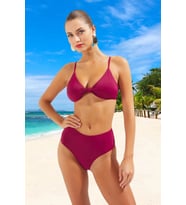 Kadın Bikini Takımı Üçgen Kap Düğümlü Üst Balensiz Yüksek Bel Slip Alt Örme Raşel Kaliteli
