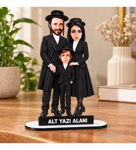 Sen Bu İşi Çözmüşsün! – Hasidik Esintili Kişiye Özel Karikatür Aile Biblo
