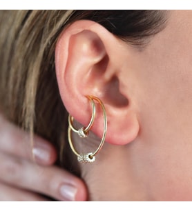 Hareketli Halkalı Gold Kaplama Ear Cuffs Kıkırdak Küpe